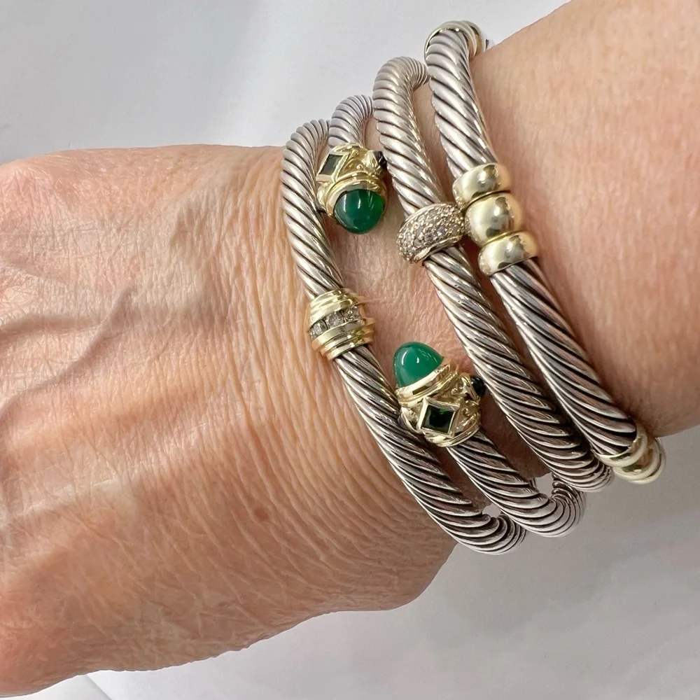 David Yurman 5mm Renaissance Cable Bracelet with 14k Gold - Picture 12 of 16